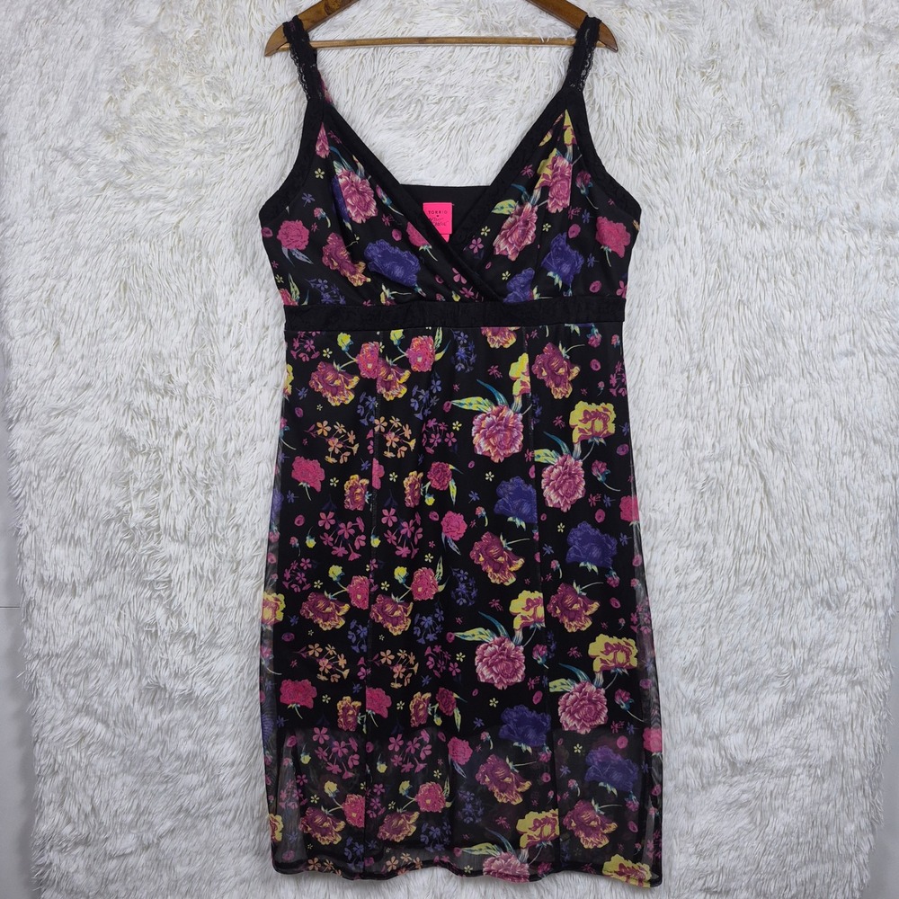 Torrid x Betsey Johnson Floral Mesh Lace Mesh Babydoll Midi Dress Black Size 1
